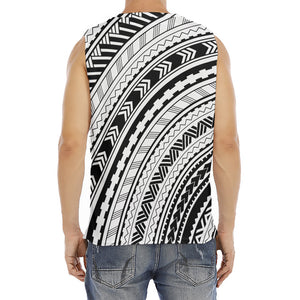 Black And White Maori Polynesian Print Men's Fitness Tank Top