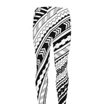 Black And White Maori Polynesian Print Men's leggings