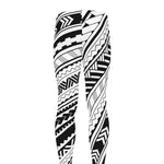 Black And White Maori Polynesian Print Men's leggings