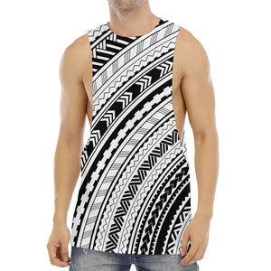 Black And White Maori Polynesian Print Men's Muscle Tank Top