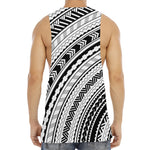 Black And White Maori Polynesian Print Men's Muscle Tank Top