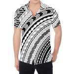 Black And White Maori Polynesian Print Men's Shirt