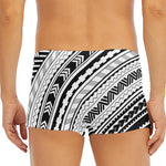Black And White Maori Polynesian Print Men's Short Boxer Briefs