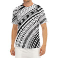 Black And White Maori Polynesian Print Men's Short Sleeve Rash Guard