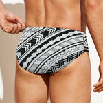 Black And White Maori Polynesian Print Men's Swim Briefs