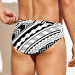 Black And White Maori Polynesian Print Men's Swim Briefs