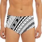 Black And White Maori Polynesian Print Men's Triangle Swim Briefs