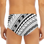 Black And White Maori Polynesian Print Men's Triangle Swim Briefs