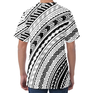 Black And White Maori Polynesian Print Men's Velvet T-Shirt