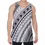 Black And White Maori Polynesian Print Men's Velvet Tank Top