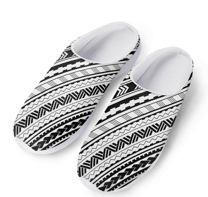 Black And White Maori Polynesian Print Mesh Casual Shoes
