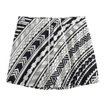 Black And White Maori Polynesian Print Mesh Shorts