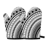 Black And White Maori Polynesian Print Oven Mitts
