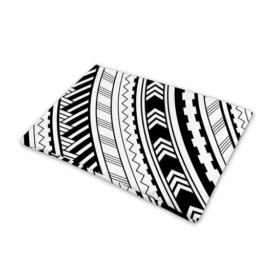 Black And White Maori Polynesian Print Pet Cooling Mat Cover