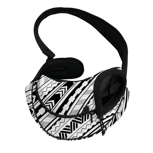 Black And White Maori Polynesian Print Pet Sling Carrier