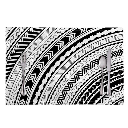 Black And White Maori Polynesian Print Placemat