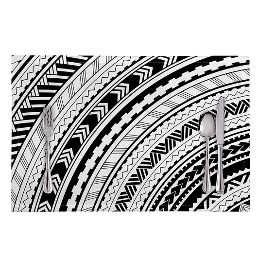 Black And White Maori Polynesian Print Placemat