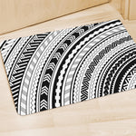 Black And White Maori Polynesian Print Polyester Doormat