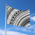 Black And White Maori Polynesian Print Polyester Flag