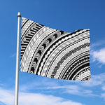 Black And White Maori Polynesian Print Polyester Flag