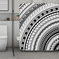 Black And White Maori Polynesian Print Polyester Shower Curtain