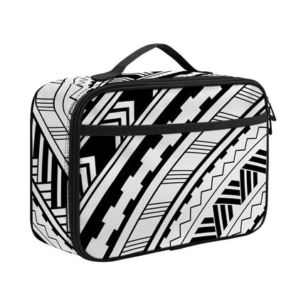 Black And White Maori Polynesian Print Portable Lunch Bag