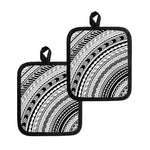 Black And White Maori Polynesian Print Pot Holders