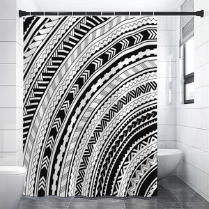 Black And White Maori Polynesian Print Premium Shower Curtain