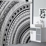 Black And White Maori Polynesian Print Premium Shower Curtain