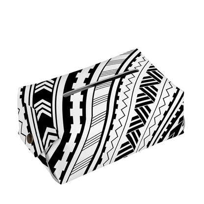 Black And White Maori Polynesian Print Rectangle Tissue Box Cover