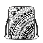 Black And White Maori Polynesian Print Rectangular Crossbody Bag