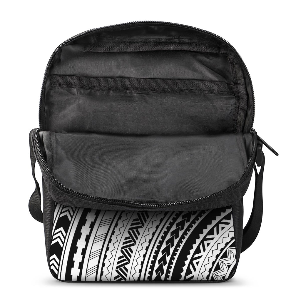 Black And White Maori Polynesian Print Rectangular Crossbody Bag