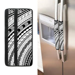 Black And White Maori Polynesian Print Refrigerator Handle Covers