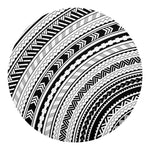 Black And White Maori Polynesian Print Round Blanket