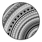 Black And White Maori Polynesian Print Round Floor Mat