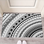 Black And White Maori Polynesian Print Rubber Doormat