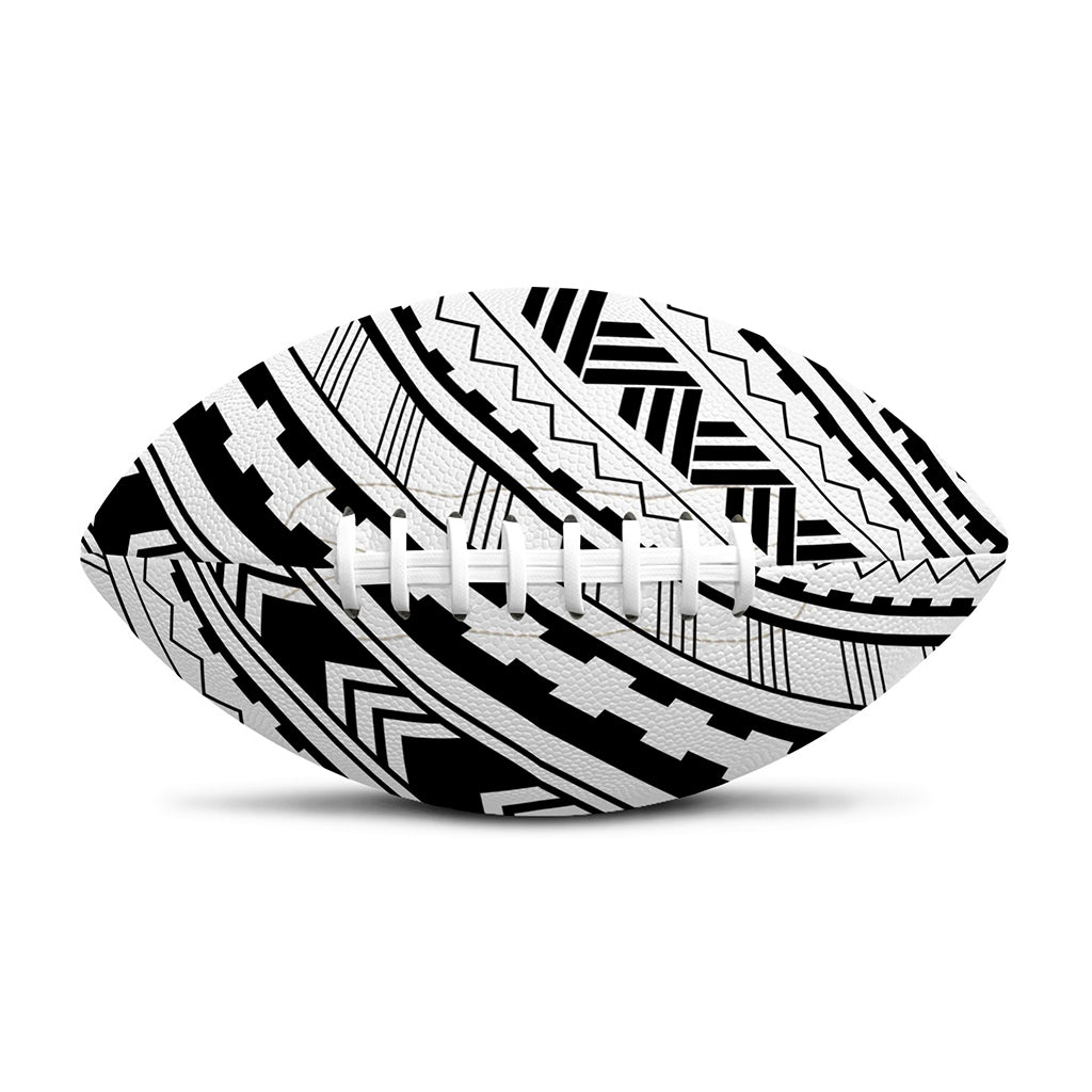 Black And White Maori Polynesian Print Rugby Ball