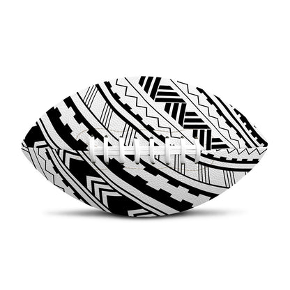 Black And White Maori Polynesian Print Rugby Ball