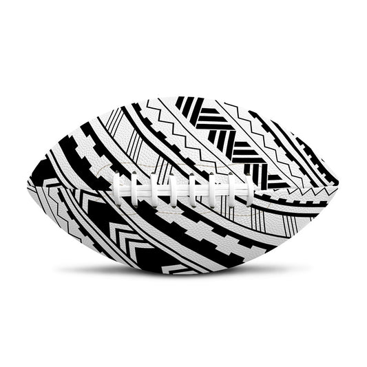 Black And White Maori Polynesian Print Rugby Ball
