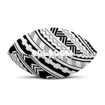Black And White Maori Polynesian Print Rugby Ball