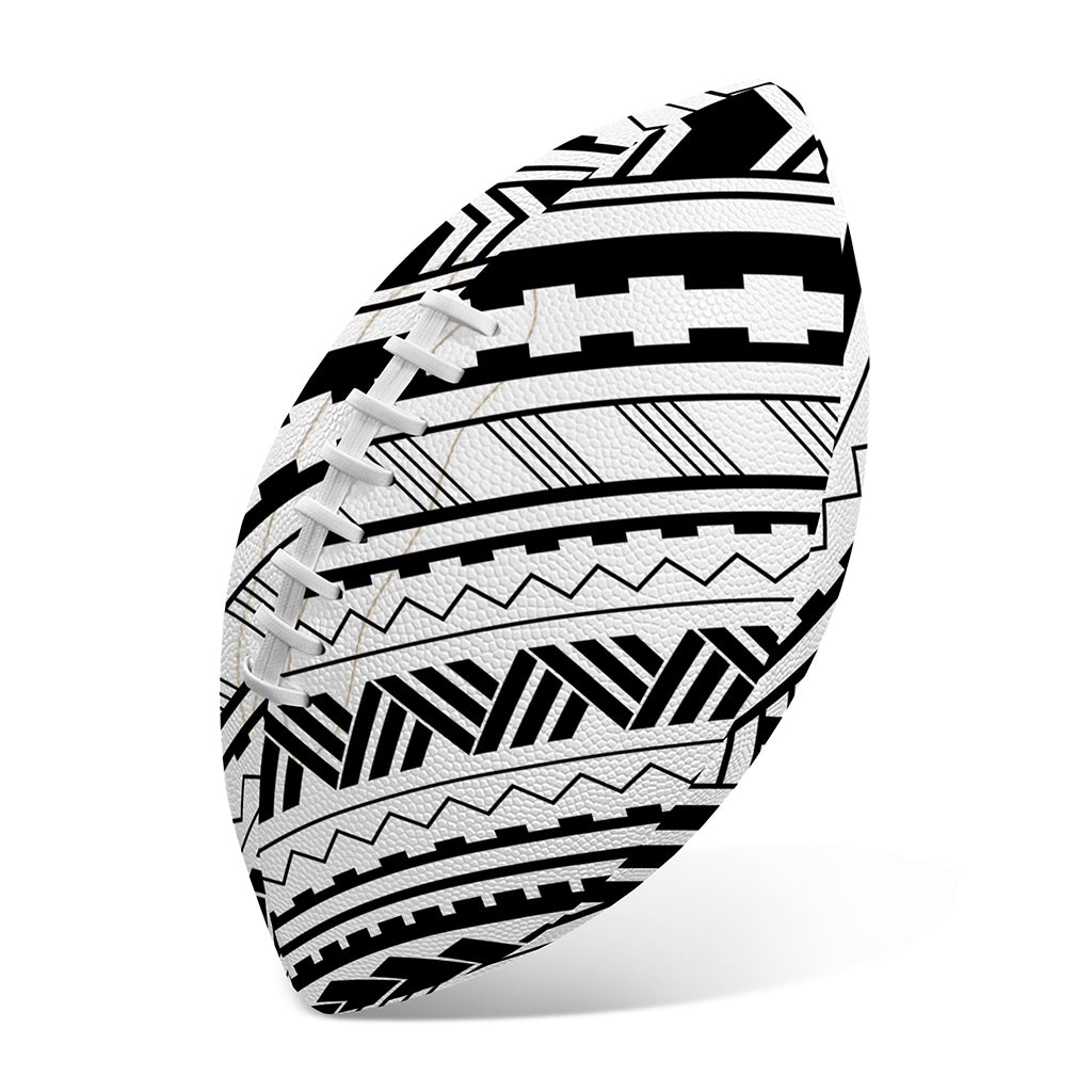 Black And White Maori Polynesian Print Rugby Ball