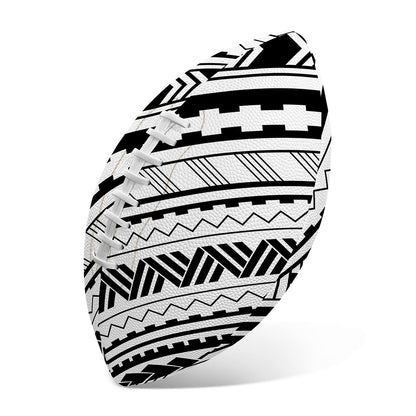 Black And White Maori Polynesian Print Rugby Ball