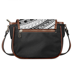 Black And White Maori Polynesian Print Saddle Bag