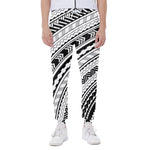 Black And White Maori Polynesian Print Scuba Joggers