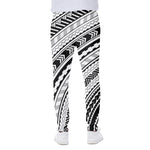 Black And White Maori Polynesian Print Scuba Joggers
