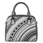 Black And White Maori Polynesian Print Shoulder Handbag