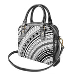 Black And White Maori Polynesian Print Shoulder Handbag