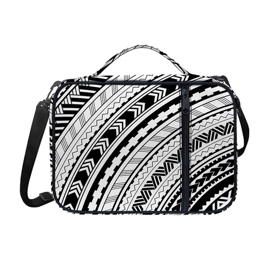 Black And White Maori Polynesian Print Shoulder Strap Bible Bag