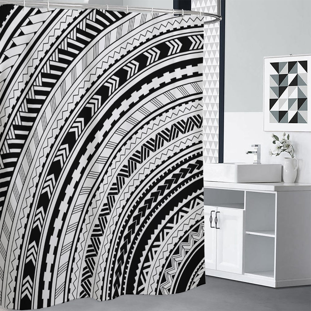 Black And White Maori Polynesian Print Shower Curtain