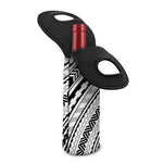 Black And White Maori Polynesian Print Single Neoprene Wine Tote